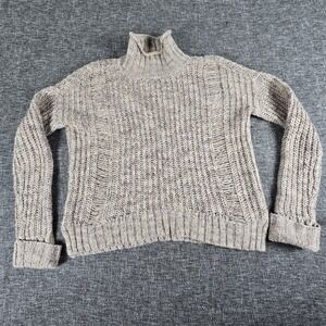 EXPRESS Women's Textured Turtleneck Knit Sweater XS Speckled Tan Wool Blend